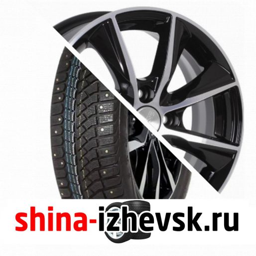 Колесо в сборе Viatti Brina Nordico (V-522) 185/65 R15 T 88 + СКАД Порту 6xR15 4×100 ET50 DIA60.1 Черный глянцевый с полированной лицевой поверхностью в Ижевске